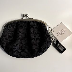Coach Rare Black Kiss Lock Coin Purse (NWT)